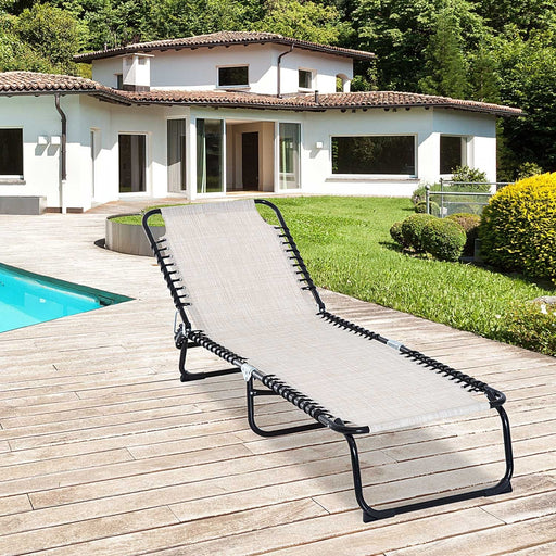 Cream White Folding Sun Lounger - 4-Level Adjustable Backrest - Outsunny - Green4Life