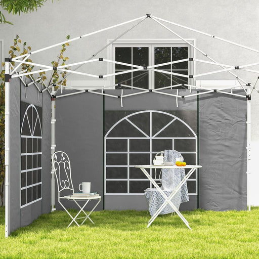 Outsunny 2-Pack Light Grey Panels - 3x3/3x6m Gazebo Sides with Doors & Windows - Green4Life