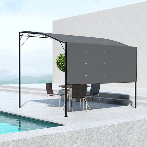 3 x 2.5 m Dark Grey Wall-Mounted Pergola with Expandable Shelter - Outsunny - Green4Life