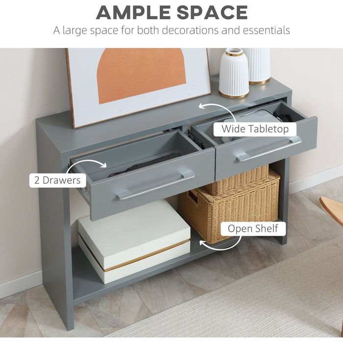 Console Table with Shelf and Drawers - Grey - Green4Life