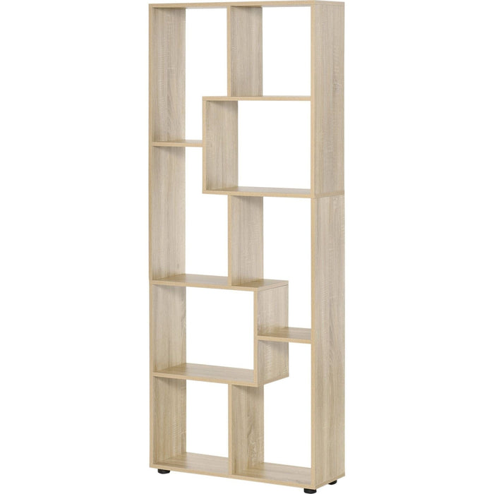8-Tier Freestanding Bookshelf with Melamine Surface - Oak Effect - Green4Life