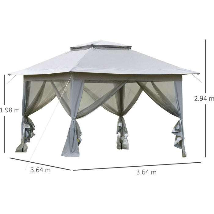 Outsunny 3.6 x 3.6 m Portable Grey Pop-Up Gazebo with Steel Frame and Carry Bag - Green4Life