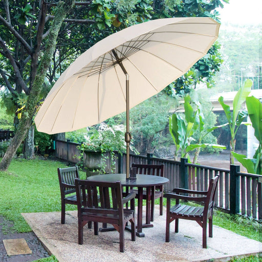 2.5m Shanghai Garden Parasol Umbrella with Crank & Tilt, Adjustable - White - Outsunny - Green4Life