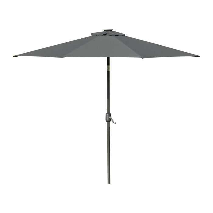 2.7m Tilting Parasol with LED Lights - Grey - Outsunny - Green4Life