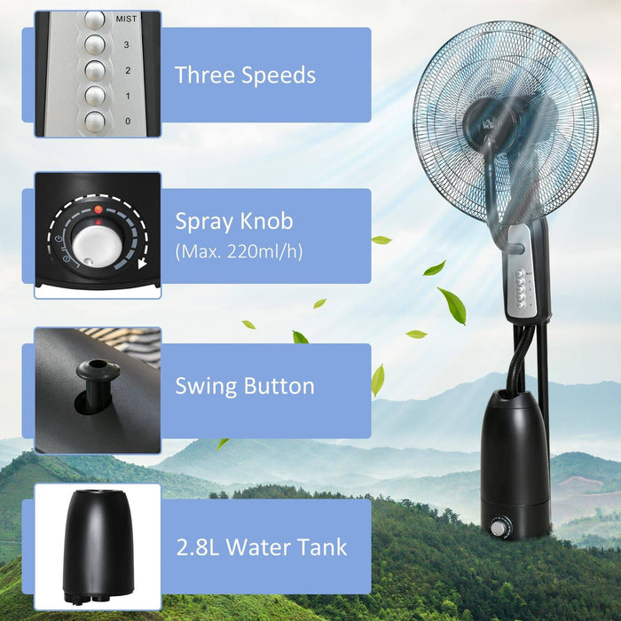 2.8 Litre Water Mist Fan with 3 Speeds - Black - Green4Life