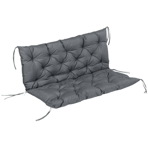 2 Seater Cushion with Ties 110L x 120W cm - Dark Grey - Outsunny - Green4Life