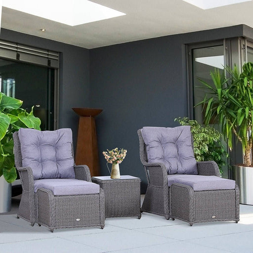 2 Seater Deluxe Garden Rattan Furniture Set Aluminium Frame - Grey - Outsunny - Green4Life