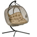 2-Seater Hanging Egg Chair with Stand, Cushion and Folding Design - Brown - Outsunny - Green4Life