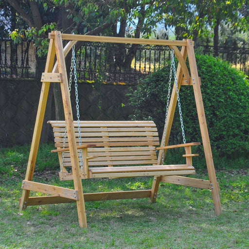 2 Seater Larch Wooden Swing - Outsunny - Green4Life
