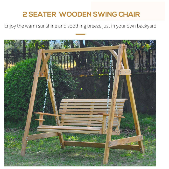 2 Seater Larch Wooden Swing - Outsunny - Green4Life