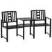 2 Seater Loveseat Bench with Middle Coffee Table & Umbrella Hole - Black - Outsunny - Green4Life