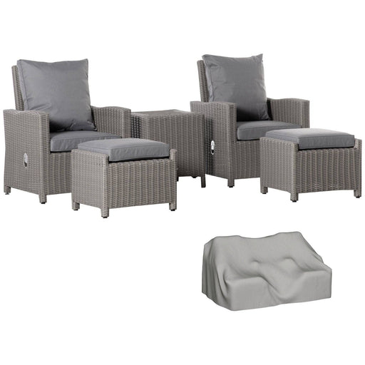 2 Seater Outdoor PE Rattan Lounge Set with Coffee Table - Grey - Outsunny - Green4Life