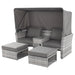 2-Seater Outdoor Rattan Daybed Sofa Set with Canopy - Grey - Outsunny - Green4Life