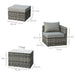 2 Seater Rattan Garden Furniture Lounge Set with Tall Glass-Top Table - Mixed Grey - Outsunny - Green4Life