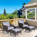 2 Seater Rattan Set with 2 Armchairs, 2 Stools and Glass Top Table - Dark Grey - Outsunny - Green4Life