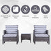 2 Seater Rattan Set with 2 Armchairs, 2 Stools and Glass Top Table - Dark Grey - Outsunny - Green4Life