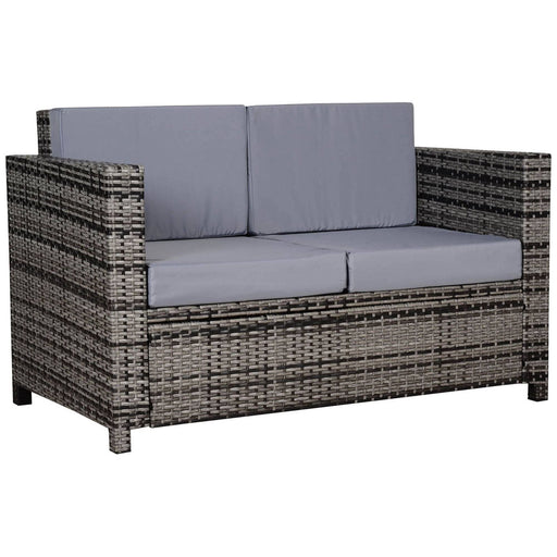 2 Seater Rattan Sofa All-Weather Wicker Weave - Grey - Outsunny - Green4Life