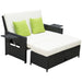 2-Seater Rattan Sun Lounger Daybed - Black - Outsunny - Green4Life