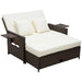 2-Seater Rattan Sun Lounger Daybed - Brown - Outsunny - Green4Life