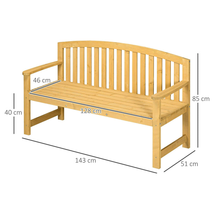 2 Seater Wooden Garden Bench with Armrests - Outsunny - Green4Life