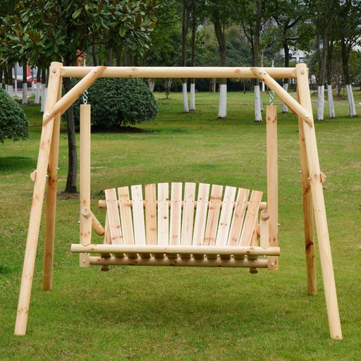 2 Seater Wooden Outdoor Swing - Pine and Fir Wood - Outsunny - Green4Life