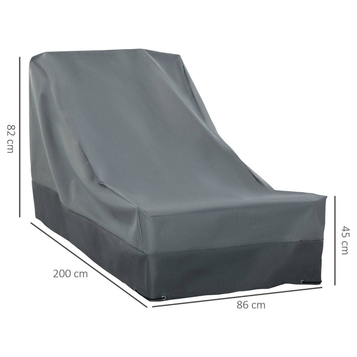 200L x 86W x 45-82Hcm Rectangular Furniture Cover UV Resistant and Waterproof - Grey - Outsunny - Green4Life