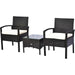 Outsunny Steel Serenity - 2-Seater Rattan Bistro Set with Table - Brown - Green4Life