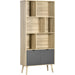 Modern Freestanding Bookcase with 6 Open Shelves & Bottom Cabinet - Natural/Dark Grey - Green4Life