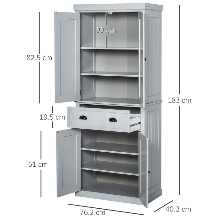 Traditional Freestanding Kitchen Cupboard Storage Cabinet - Grey - Green4Life