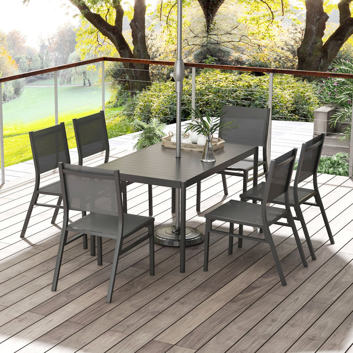 6-Seater Garden Dining Set - Dark Grey - Outsunny