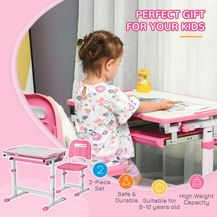 Pink Adjustable Study Suite - Kids Ergonomic Desk Set - Green4Life