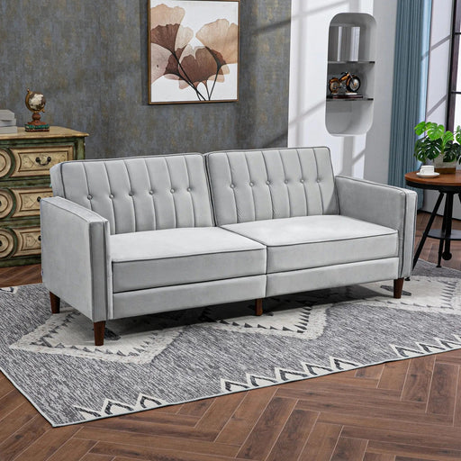 Light Grey Velvet Convertible Sofa Bed - Green4Life