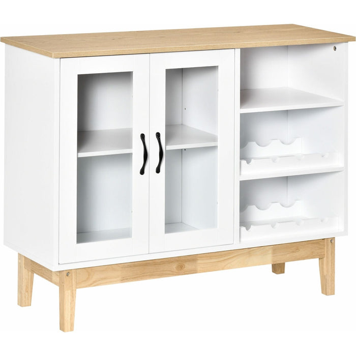 Freestanding Wine Rack Sideboard with Open Compartments & Adjustable Shelves - White - Green4Life