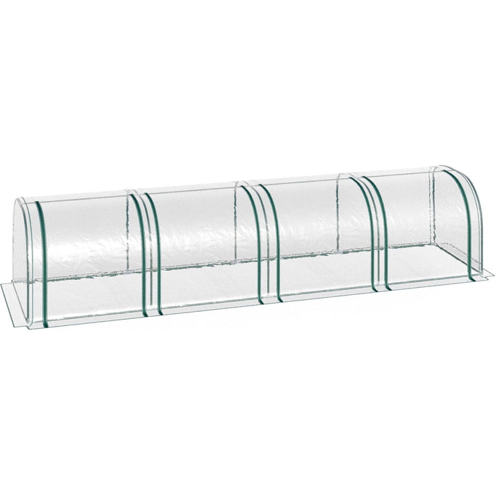 Outsunny 395L x 100W x 80H cm Small PVC Tunnel Greenhouse with Steel Frame - Green/Transparent - Green4Life