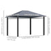 3.6 x 3(m) Hardtop Gazebo with UV Resistant Polycarbonate Roof, Steel and Aluminium Frame with Curtains - Grey - Outsunny - Green4Life