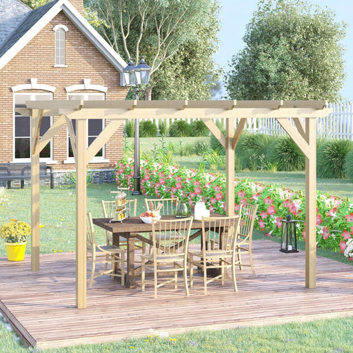 3.6 x 3(m) Wooden Garden Pergola - Natural - Outsunny - Green4Life