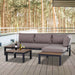 3 Pieces Garden Furniture Sets, Aluminium Outdoor Corner Sofa set with 2 Loveseat and Coffee Table - Grey - Outsunny - Green4Life