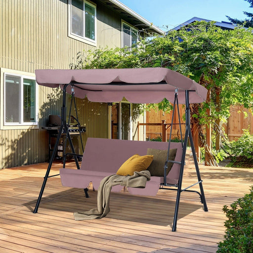 3 Seater Canopy Swing Chair with Top Roof - Brown - Outsunny - Green4Life