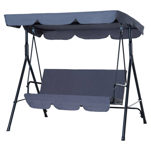 3 Seater Canopy Swing Chair with Top Roof - Grey - Outsunny - Green4Life