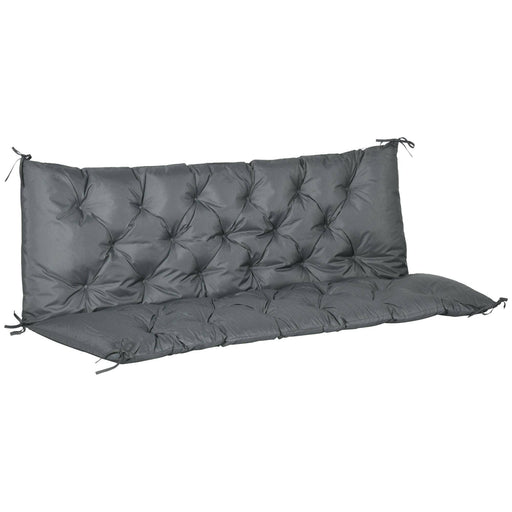 3 Seater Cushion with Ties 98L x 150W cm - Dark Grey - Outsunny - Green4Life