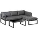 3-Seater L-shape Garden Corner Sofa Set with Padded Cushions and Glass Coffee Table - Grey - Outsunny - Green4Life