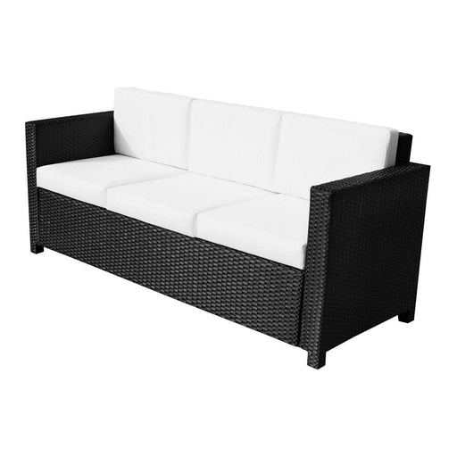 3 Seater Rattan All-Weather Wicker Weave Sofa with Fire Resistant Cushions - Black - Outsunny - Green4Life