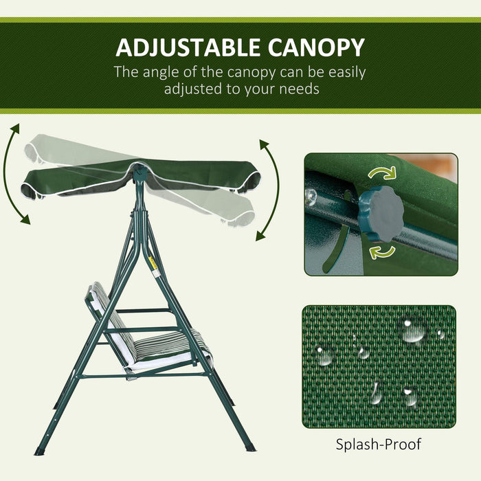 3 Seater Swing Chair with Adjustable Canopy - Green - Outsunny - Green4Life
