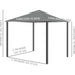 3 x 3(m) Gazebo Canopy Garden Pavilion Tent with 2 Tier Water Repellent Roof, Mosquito Netting and Curtains - Dark Grey - Outsunny - Green4Life