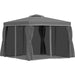 3 x 3(m) Gazebo Canopy Garden Pavilion Tent with 2 Tier Water Repellent Roof, Mosquito Netting and Curtains - Dark Grey - Outsunny - Green4Life