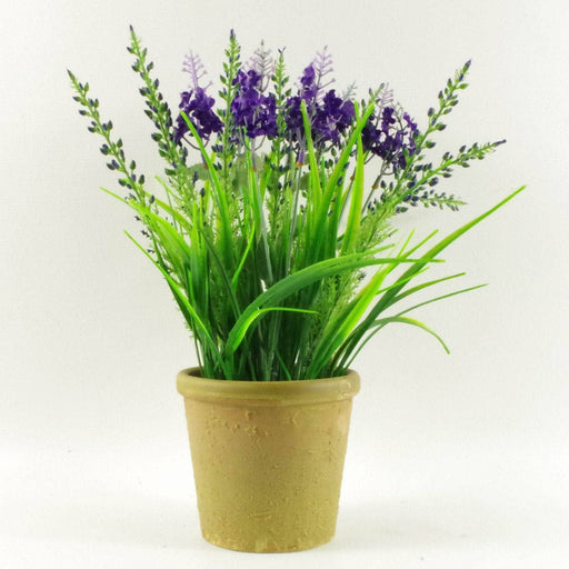 30cm Lavender Grass Artificial Plant with Stoneware Planter - Green4Life