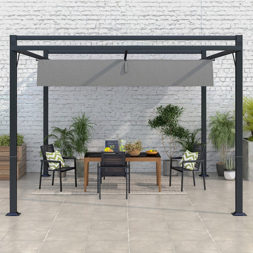 4 x 3 m Dark Grey Retractable Pergola with Aluminium Frame - Outsunny - Green4Life