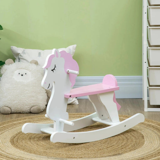Kids Wooden Rocking Horse for Ages 1-3 Years - Pink - Green4Life