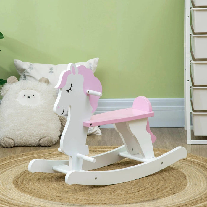 Kids Wooden Rocking Horse for Ages 1 3 Years Pink