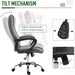 Vinsetto High Back Reclining Office Chair with Adjustable Height - Grey - Green4Life